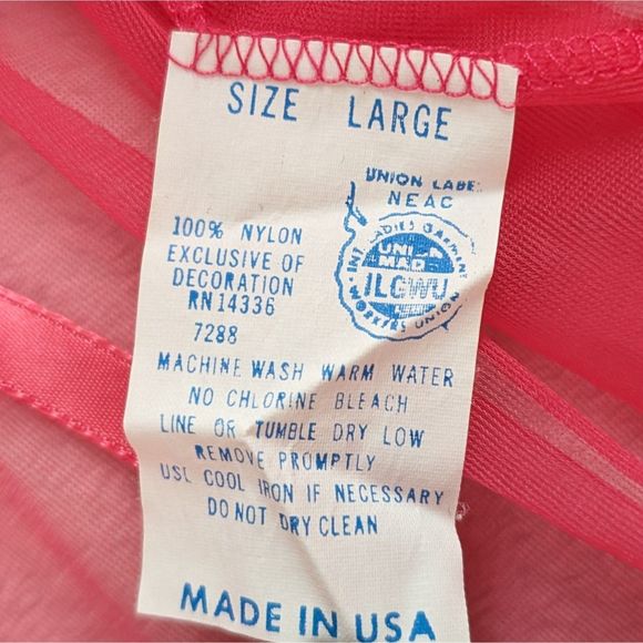 Vintage 60s Shannon Lee Slip Dress Petticoat Robe Women's M/L Pink Lace Sheer - Picture 8 of 11